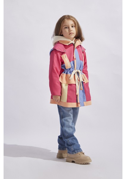 Kız Çocuk Renkli Trençkot