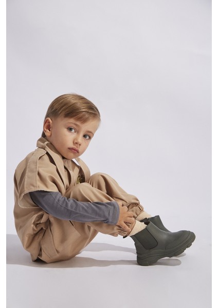 Erkek Çocuk Yelekli Nakışlı Kargo Takım Camel modelleri