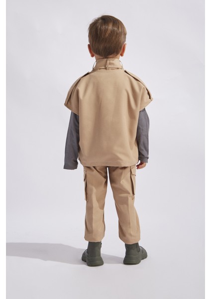 Erkek Çocuk Yelekli Nakışlı Kargo Takım Camel fırsatları