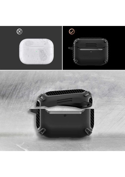 AirPodss Pro Kılıf Kulaklık Koruyucu Airbag Tpu Çengelli Kırmızı