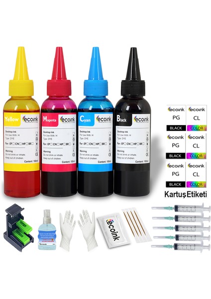 Hp 652/ Hp 2136/ Hp 3635 Uyumlu Kartuş Dolum Seti 4X100ML