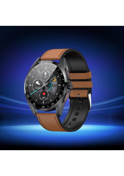 Bluetooth Akıllı Izle Kan Oksijen Sensörü Siyah Pu Deri