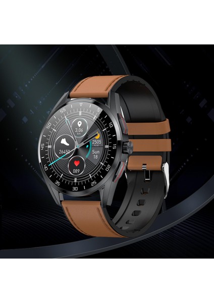 Bluetooth Akıllı Izle Kan Oksijen Sensörü Siyah Pu Deri