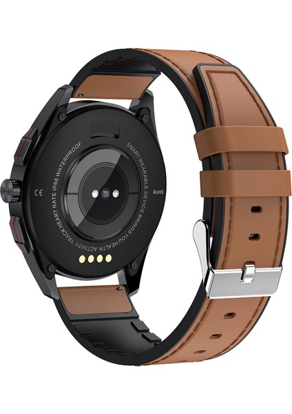 Bluetooth Akıllı Izle Kan Oksijen Sensörü Siyah Pu Deri