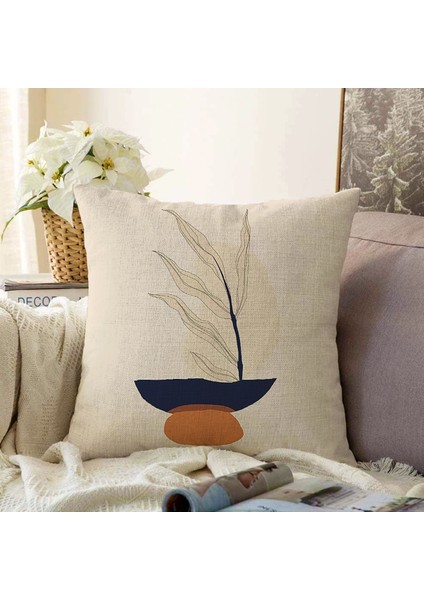 Real Homes Boho Çizimli Özel Tasarımlı Dijital Baskılı Modern Şönil Yastık Kırlent Kılıfı