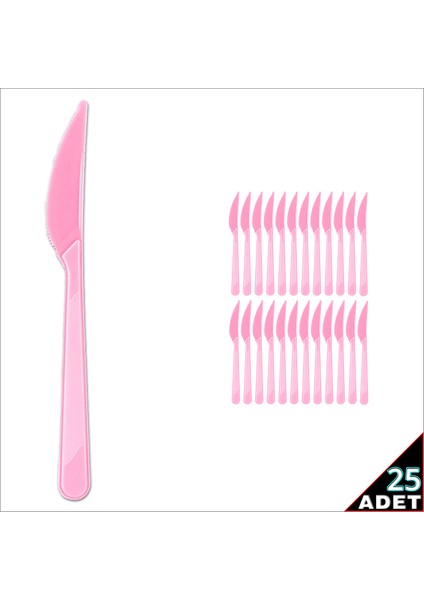 Plastik Bıçak, Pembe - 25 Adet