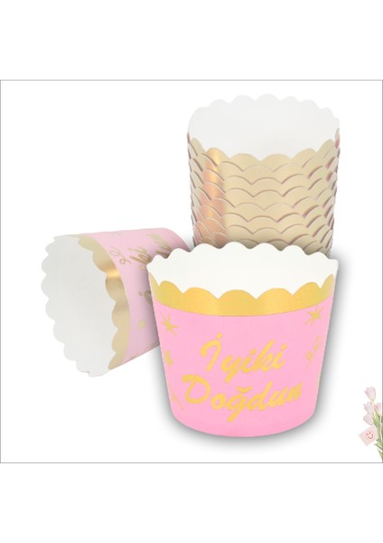 CupCake KeK Kapsülü İyiki Doğdun, 12 Adet - Pembe