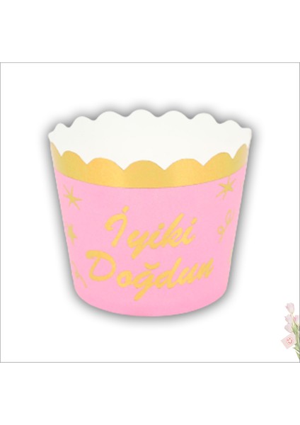 CupCake KeK Kapsülü İyiki Doğdun, 12 Adet - Pembe