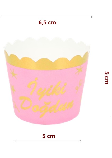 CupCake KeK Kapsülü İyiki Doğdun, 12 Adet - Pembe