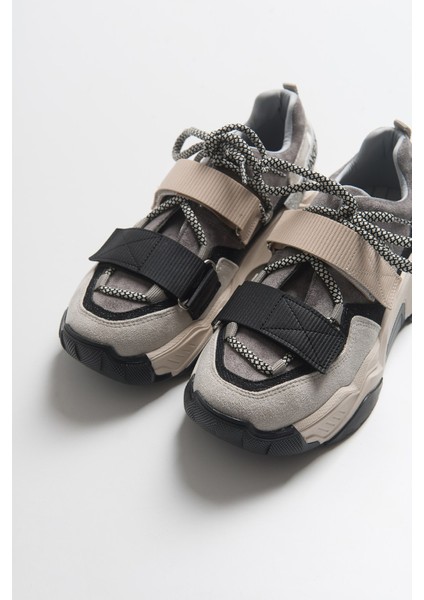 LULEN Siyah Vizon Sim Yazılı Cırtlı Kadın Spor Sneakers