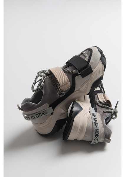 LULEN Siyah Vizon Sim Yazılı Cırtlı Kadın Spor Sneakers