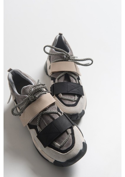 LULEN Siyah Vizon Sim Yazılı Cırtlı Kadın Spor Sneakers
