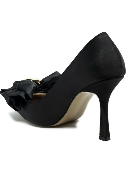Siyah Saten Stiletto - Frıda