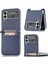 Litchi Fold Deri Kart Durumda Samsung Galaxy Z Flip3 5g Mavi 2