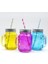 Pipetli Cam Kavanoz Kupa 400ML Meşrubat Limonata Bardağı 4 Renk 3