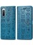 Kılıf Sony Xperia 10 Iı Flip Cüzdan Kabartmalı Kapak Etui Housse Kedi Köpek Desen - Mavi (Yurt Dışından) 4