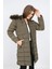 Kadın Haki Yeşili Şişme Uzun Mont Kaban 2