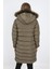 Kadın Haki Yeşili Şişme Uzun Mont Kaban 3