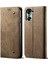Honor 60 Için Retro Kot Deri Flip Cüzdan Standlı Kılıf Kapaklı - Haki (Yurt Dışından) 1