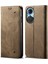 Honor 50 Pro Için Retro Kot Deri Flip Cüzdan Standlı Kılıf Kapaklı - Haki (Yurt Dışından) 1