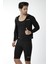 Yeni Moda Uzunkollu Kapşonlu Cepli Üst Şort Unisex Sweet Sauna Termal Siyah 4