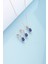 925 Ayar Gümüş Oval Safir Taşlı Kolye Küpe Set 1