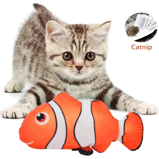 Tineke Peluş Kedi Oyuncağı Balık Kedi Nanesi Otlu Çıngıraklı 1 Adet