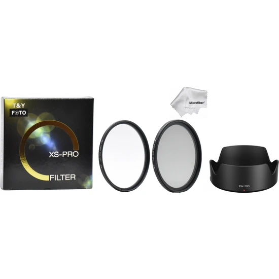 Tianya - Canon Rf 24-105MM Is Stm Lens Için 67MM Xs-Pro Slim Uv Filtre + Slim Cpl Polarize Filtre + EW-73D Parasoley