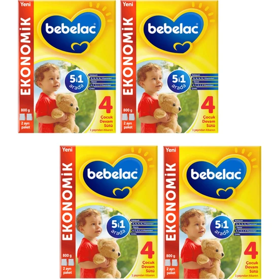 Bebelac 4 Çocuk Devam Sütü 800 gr 4 Adet