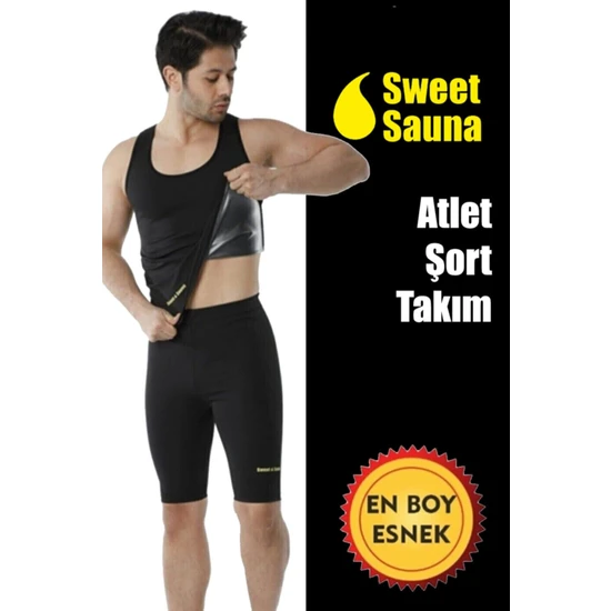 Sweet Sauna Yeni Sezon Spor Erkek Atlet Şort Takım Unisex Sweet Sauna Termal Siyah