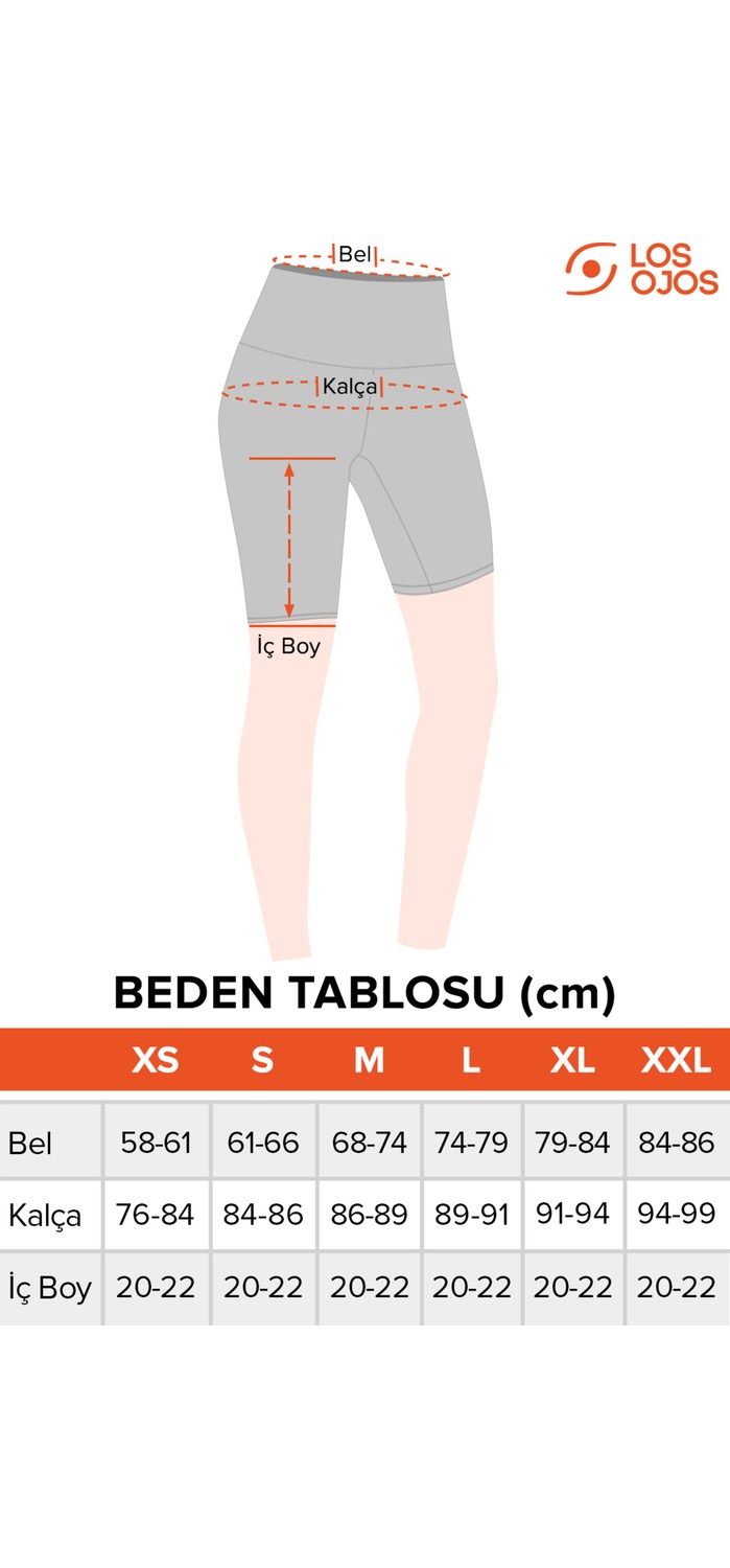 Los Ojos Kadın Siyah Yüksek Bel Toparlayıcı Bisikletçi Şortu Kısa Tayt Biker Basics görsel 5