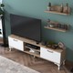 Rani A4 Duvar Raflı Tv Sehpası Kitaplıklı Tv Ünitesi Modern Ayaklı Tasarım 150 cm Sepet Ceviz - Beyaz