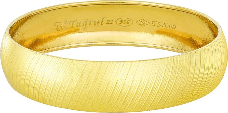 T51 Tuğrul Altın 15 Gr(Gram) 15 mm 22 Ayar Işçiliksiz Şarnelli Bilezik TB0015-101