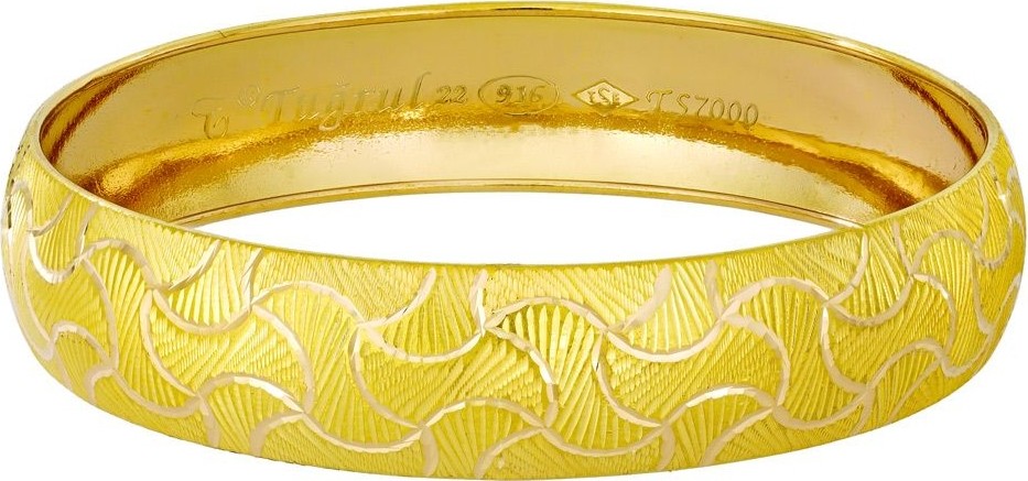 T51 Tuğrul Altın 17 Gr(Gram) 15 mm 22 Ayar Işçiliksiz Şarnelli Bilezik TBS0017-3