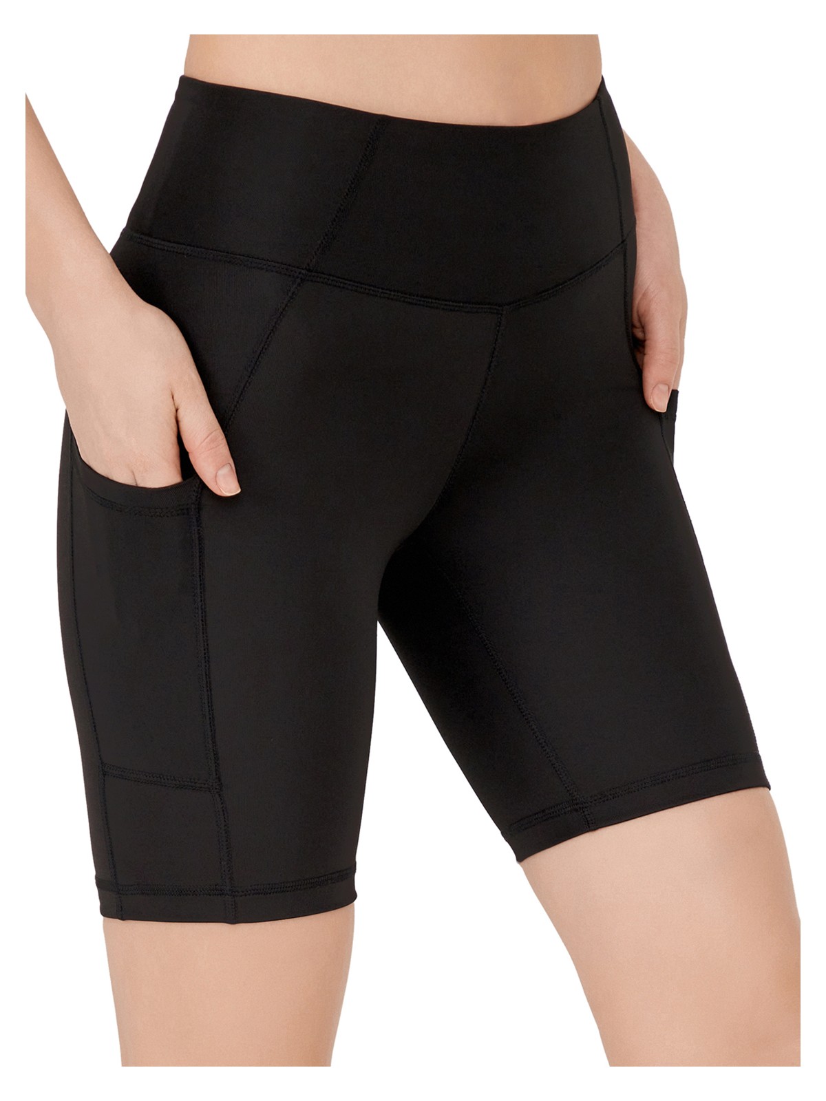 Los Ojos Kadın Gri Yüksek Bel Toparlayıcı Çift Cepli Biker Şort Kısa Spor Tayt - Görsel 7