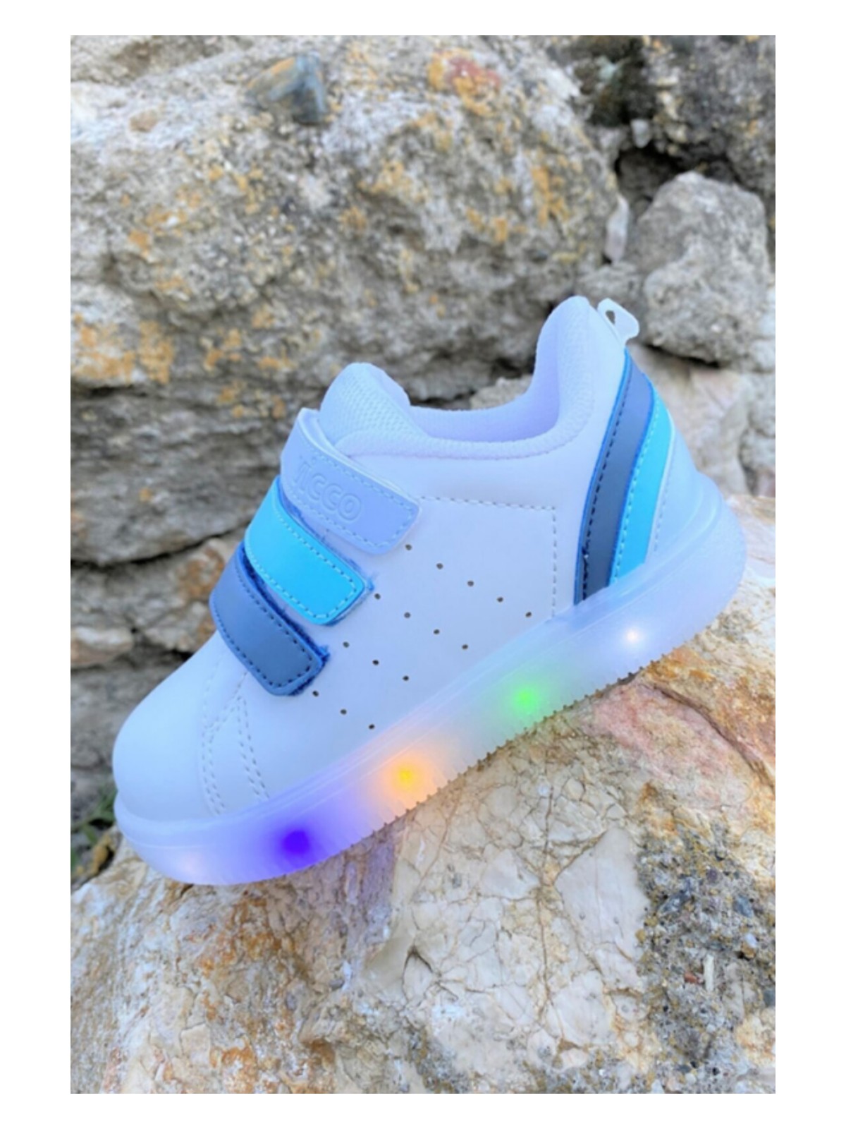 Vicco Sun Kız / Erkek Çocuk Işıklı Beyaz Pembe Sneaker Bebe Patik Filet Spor Ayakkabı 220.P21Y.212 - Görsel 3