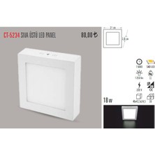 Cata Ct-5234 18W/6400K Sıvaüstü LED Armatür Kare (Beyaz)