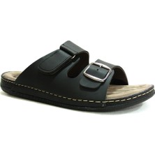 Apella Siyah Tokalı Cırtlı Anatomik Erkek Terlik