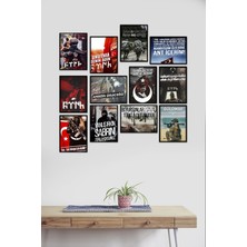 Takivis Türk  Sözleri Türk Askeri Ülkücü 12 Parça Mdf Tablo