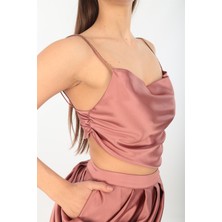 Maraslı Desing Pudra Rengi Saten Büstiyer