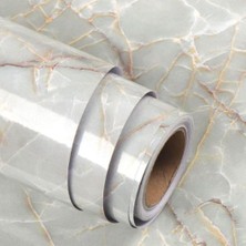 Yeni 5mt x 60 cm Mermer Desenli Masa Tezgah Mutfak Su Geçirmez Yapışkanlı Folyo Sticker