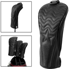 2x Pu Yıldız Nakış Golf Headcover Fairway Ahşap Sürücü Kulübü Headcover Guard Kol Guard Uzun Boyun Golf Kulübü Koruyun Aksesuarları