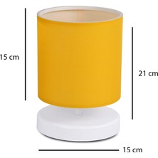 Homing Beyaz Gövde Mini Abajur Sarı Kumaş AYD-3253
