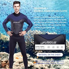 Erkek Wetsuit, 3mm Neopren Tam Vücut Uzun Kollu Dalış Sırt Fermuar L