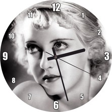 Cakatablo Bette Davis Hollywood Aktris Duvar Saati (Çap 50X50 cm )