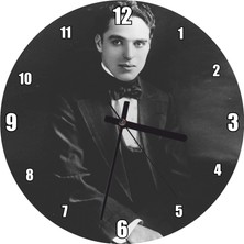 Cakatablo Aktör Charlie Chaplin Duvar Saati (Çap 30X30 Cm)