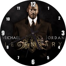 Cakatablo Efsanevi Michael Jordan Takım Elbiseli  Duvar Saati (Çap 30X30 Cm)