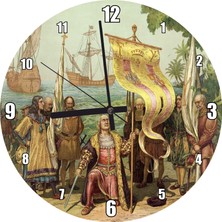 Cakatablo Amerika Kıtasının Keşfi Duvar Saati (Çap 50X50 cm )