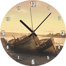 Cakatablo Göl Kıyısında Terkedilmiş Gemiler ve Gündoğumu Duvar Saati (Çap 50X50 cm )