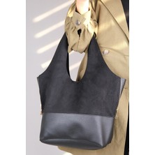 Luvi 1096 Siyah Süet Kadın Gunluk Canta